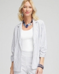Chicos Striped Linen Stretch Blazer - ALABASTER Chicos Striped Linen Stretch Blazer - ALABASTER
