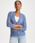 Chicos Crochet Knit Pointelle Cardigan - DENIM Chicos Crochet Knit Pointelle Cardigan - DENIM