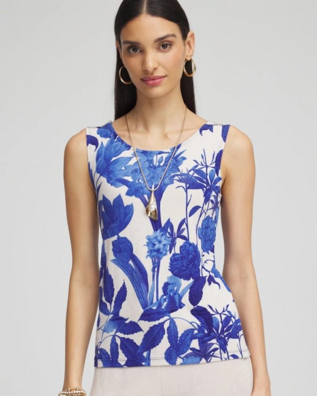 Chicos Travelers™ Wildflower Convertible Tank - VIBRANT BLUE