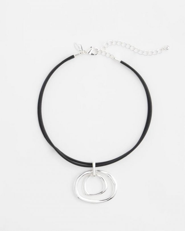 Chicos Silver Tone Rings Pendant Necklace - SILVER