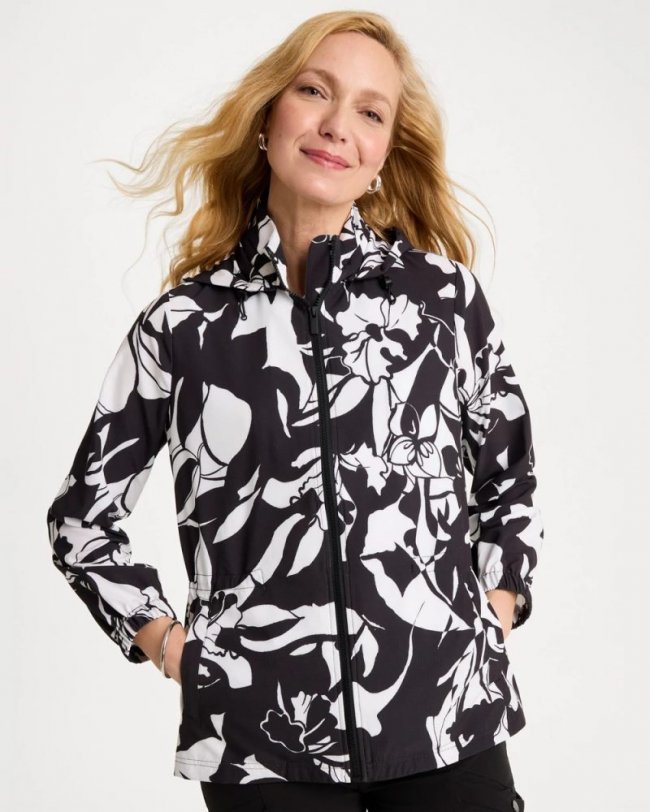 Chicos Zenergy® Ripstop Floral Nights Anorak Jacket - BLACK Chicos Zenergy® Ripstop Floral Nights Anorak Jacket - BLACK