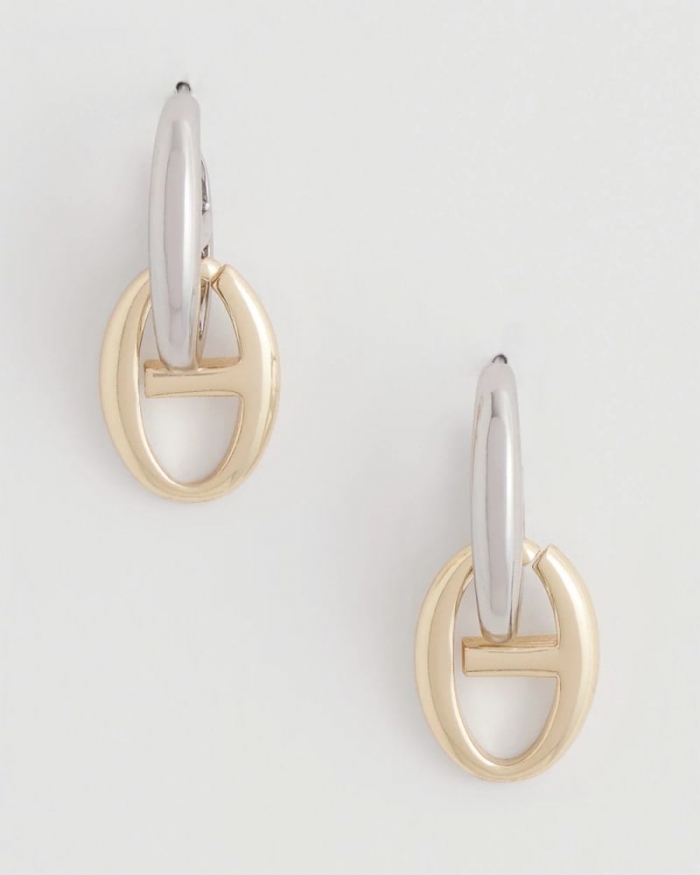 Chicos Mixed Metal Link Earrings - MIXED METALS