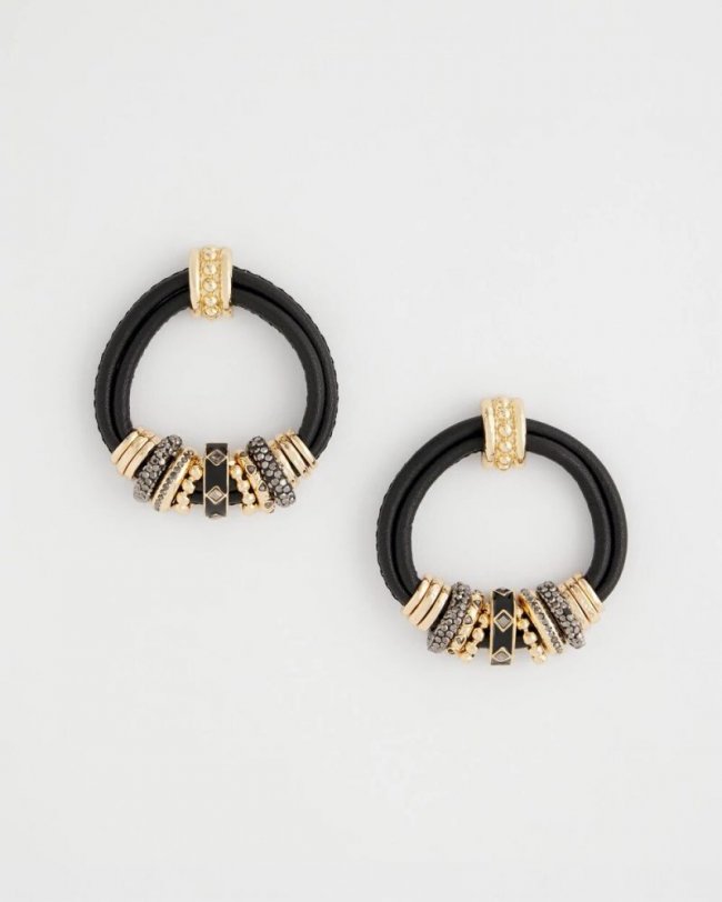 Chicos Black & Goldtone Charm Earrings - GOLD Chicos Black & Goldtone Charm Earrings - GOLD