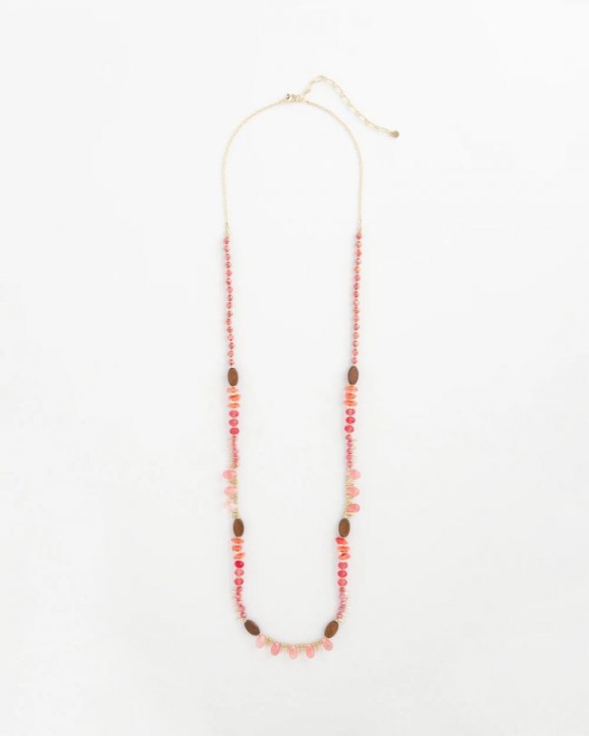 Chicos Beaded Single Strand Necklace - WARM MULTI