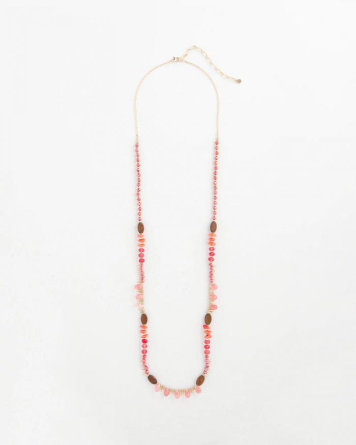 Chicos Beaded Single Strand Necklace - WARM MULTI