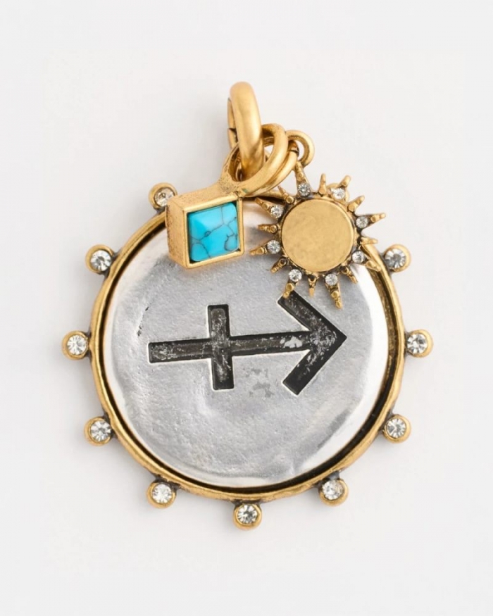 Chicos Sagittarius Zodiac Charm Pendant - MIXED METALS