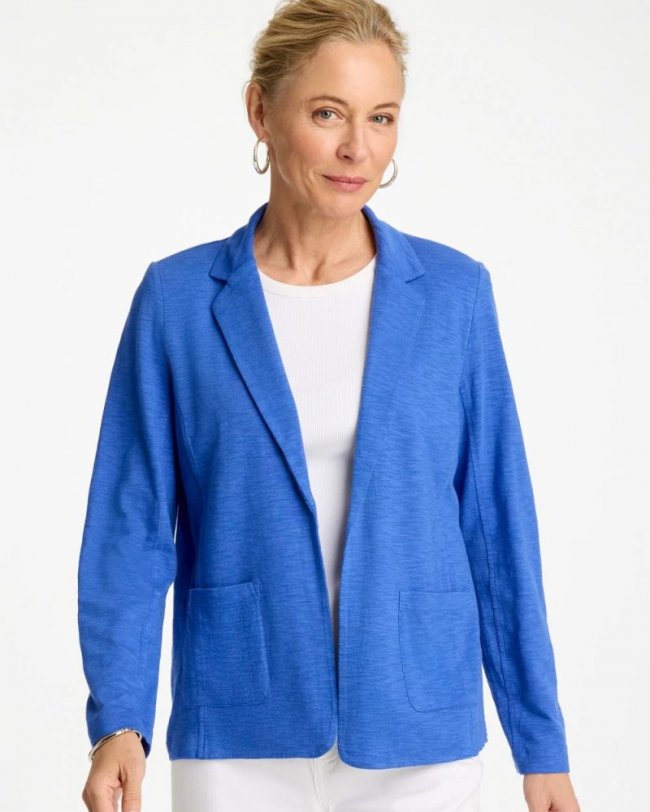 Chicos Slub Knit Blazer - AMPARO BLUE Chicos Slub Knit Blazer - AMPARO BLUE