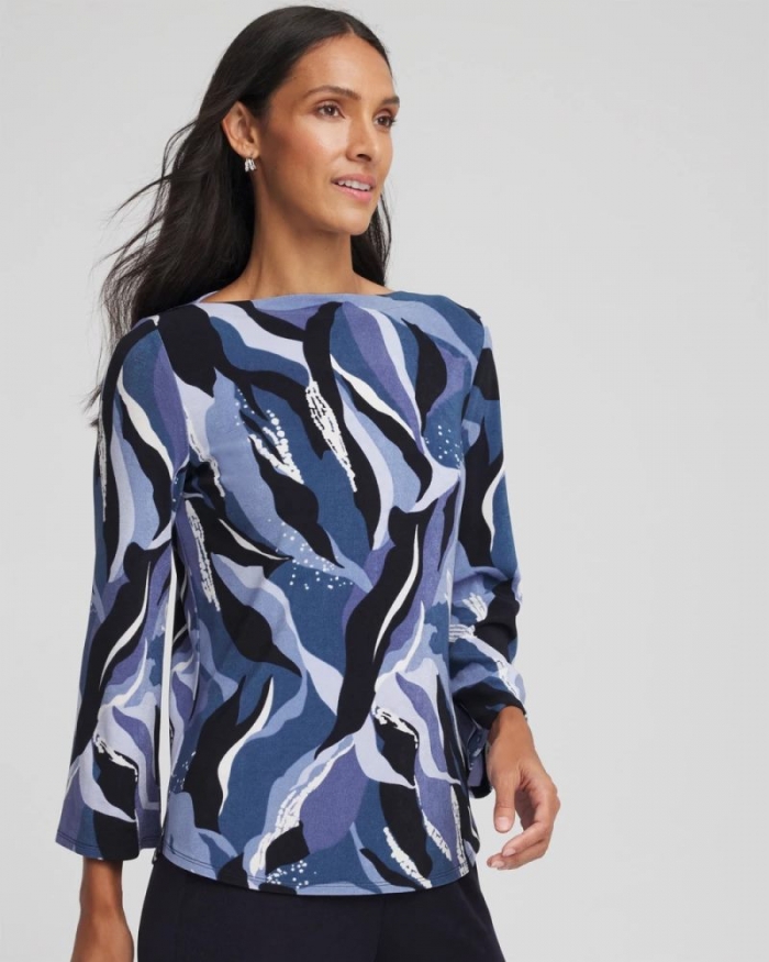 Chicos Travelers™ Wave Straight Neck Tunic - TRAVELERS INDIA INK