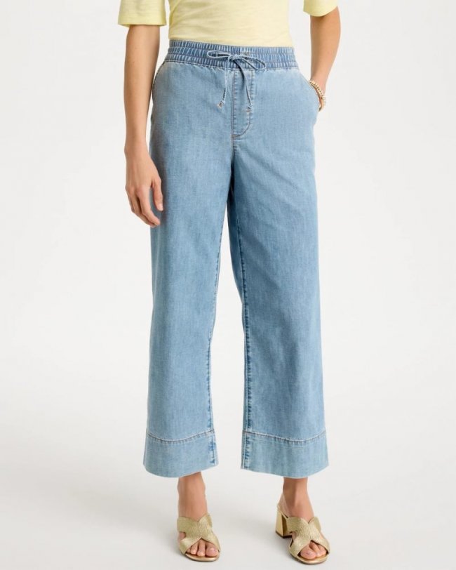 Chicos Lightweight Wide-Leg Crop Jeans - GRACIELA INDIGO