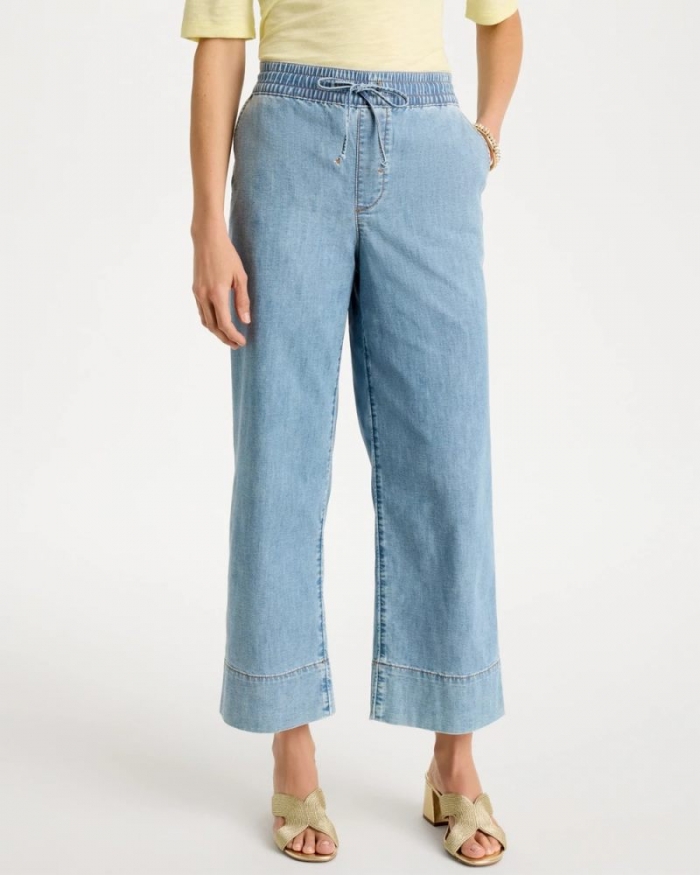 Chicos Lightweight Wide-Leg Crop Jeans - GRACIELA INDIGO