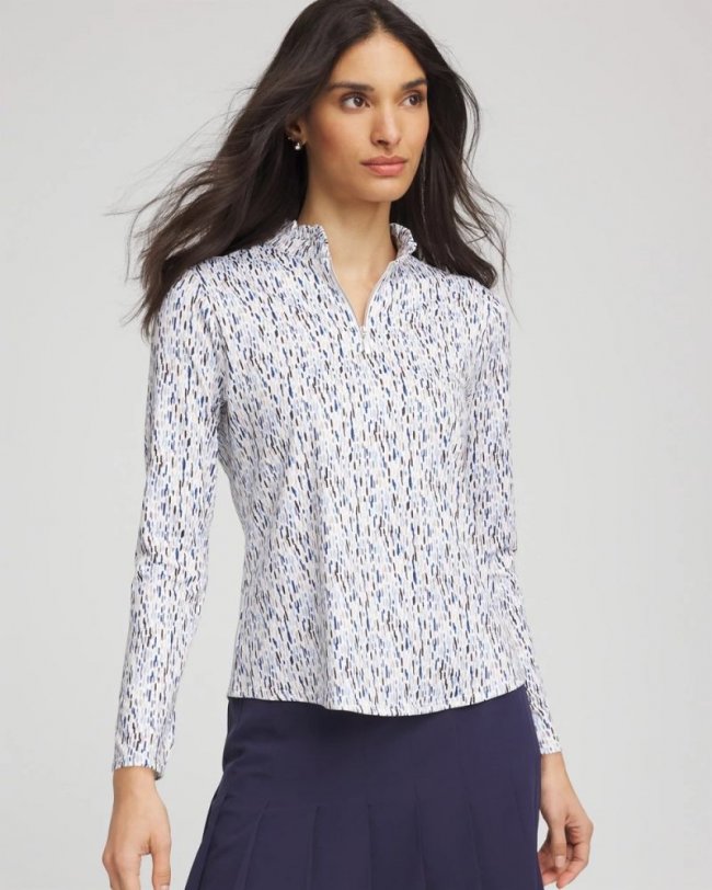 Chicos Zenergy® UPF Rice Ruffle Top - CRYSTAL TOPAZ