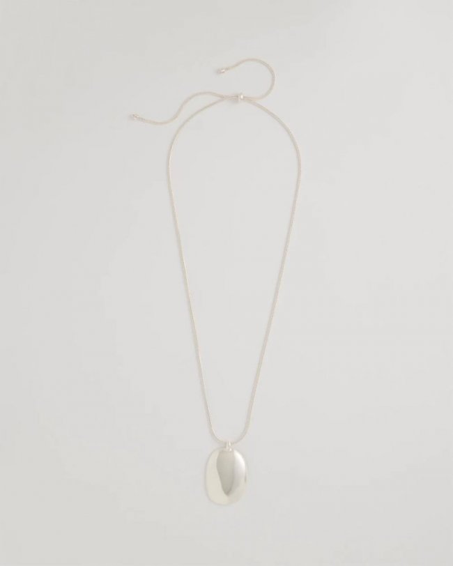 Chicos Adjustable Silvertone Pendant Necklace - SILVER