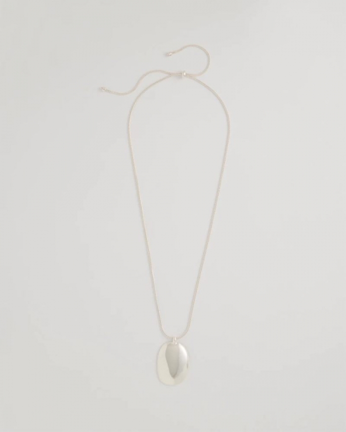 Chicos Adjustable Silvertone Pendant Necklace - SILVER
