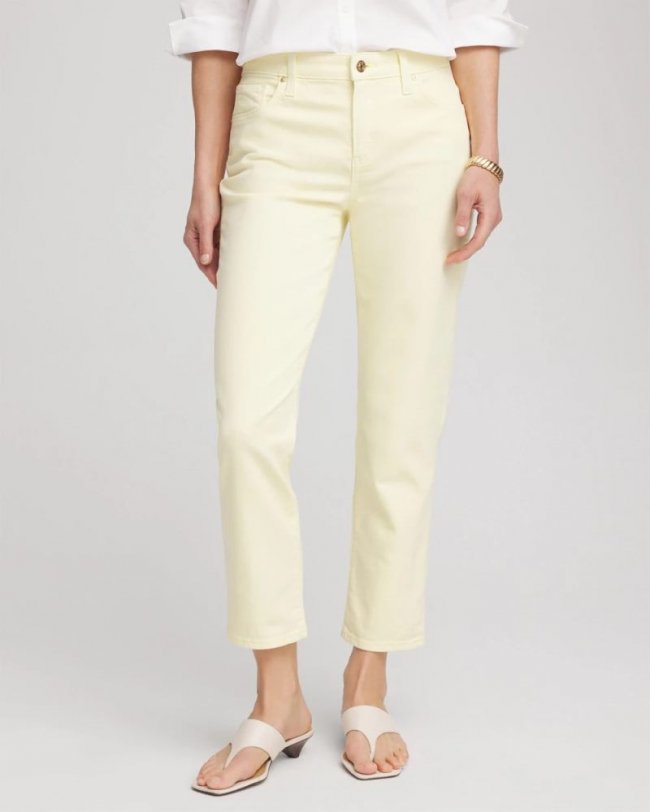 Chicos Girlfriend Slim Cropped Jeans - PANNA COTTA