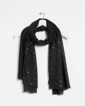 Chicos Metallic Stripe Oblong Scarf - BLACK