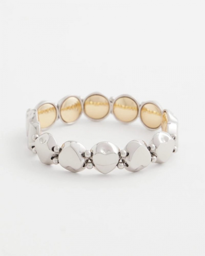 Chicos Reversible Round Stretch Bracelet - MIXED METALS