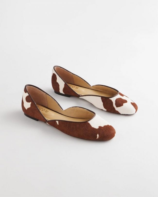 Chicos Sophie Pony Haircalf Leather Flats - NEUTRAL