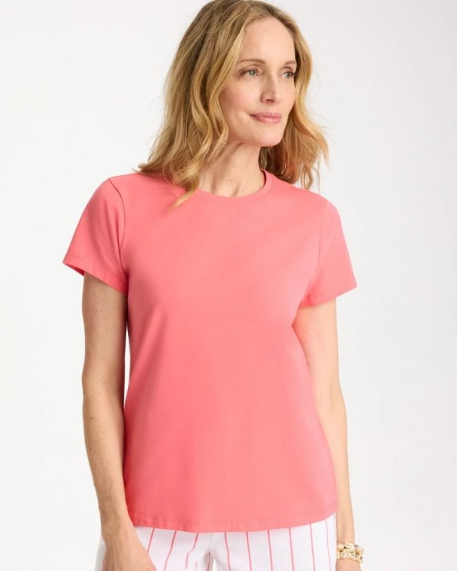 Chicos Perfect Crewneck Tee - CALYPSO CORAL