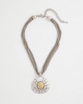 Chicos Island Metal Pendant Necklace - MIXED METALS