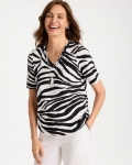 Chicos Wild Lines Cotton Slub V-Neck Tee - BLACK Chicos Wild Lines Cotton Slub V-Neck Tee - BLACK