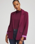 Chicos Single-Breasted Sweater Blazer - DEEP CHIANTI