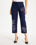 Chicos Embroidered Linen Fly Front Pants - PASSPORT BLUE Chicos Embroidered Linen Fly Front Pants - PASSPORT BLUE