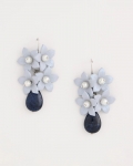 Chicos Lapis Lazuli Stone Flower Earrings - BLUE