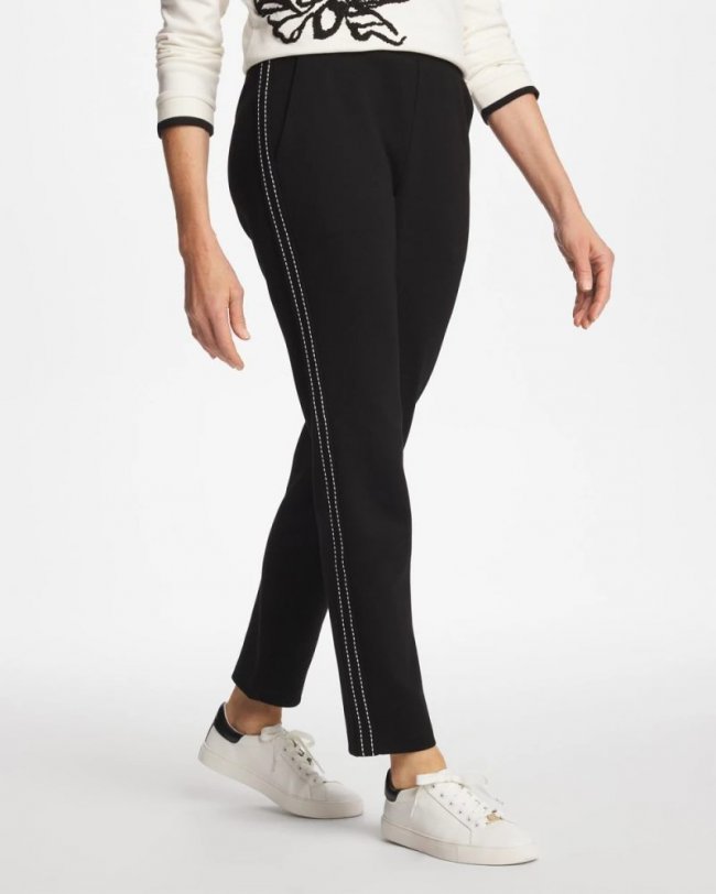 Chicos Zenergy® Double-Knit Pick Stitch Ankle Pants - BLACK
