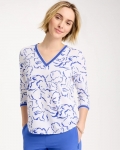 Chicos Zenergy® Slub Knit Mesh Trim Tee - AMPARO BLUE