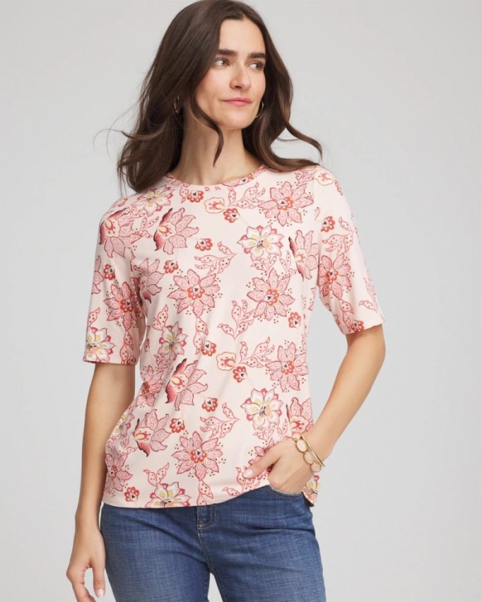 Chicos Elbow Sleeve Tee - SIESTA ROSE