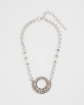 Chicos Sparkling Silvertone Circle Pendant Necklace - SILVER Chicos Sparkling Silvertone Circle Pendant Necklace - SILVER