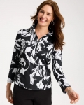 Chicos Zenergy® UPF Floral Nights Half Zip - BLACK