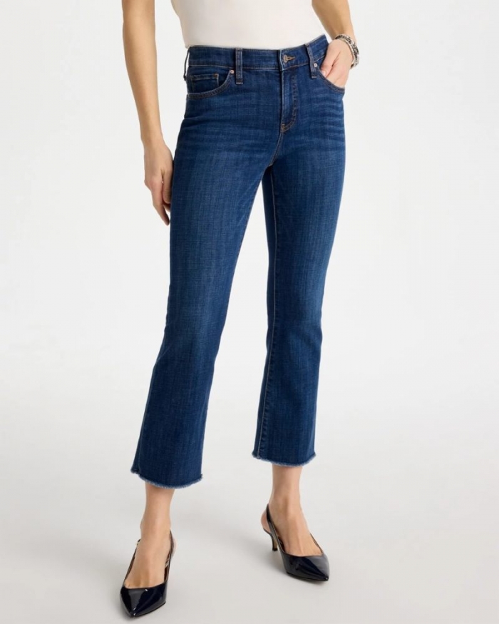 Chicos Girlfriend Fray Hem Kick Flare Jeans - CARINA INDIGO