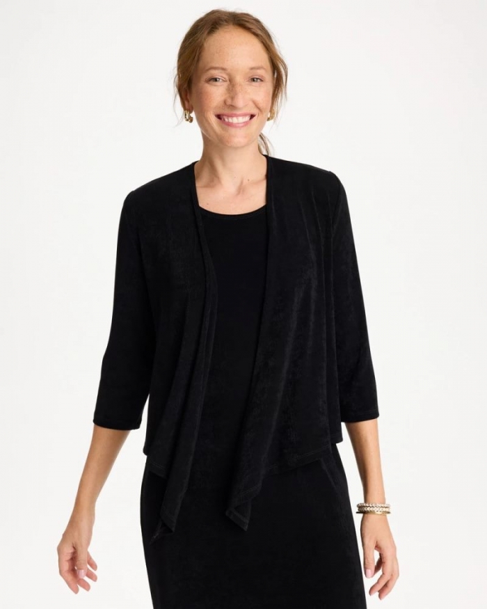Chicos Travelers™ Drape Tie-Front Cardigan - TRAVELERS BLACK