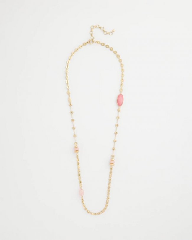 Chicos Pink Accent Long Single Strand Necklace - PINK
