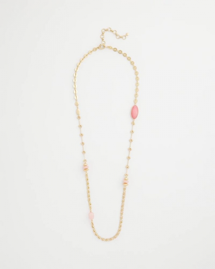 Chicos Pink Accent Long Single Strand Necklace - PINK