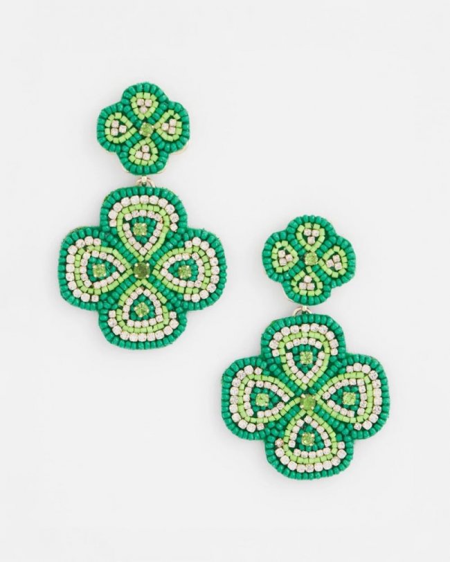 Chicos Clover Drop On Post Earrings - GREEN
