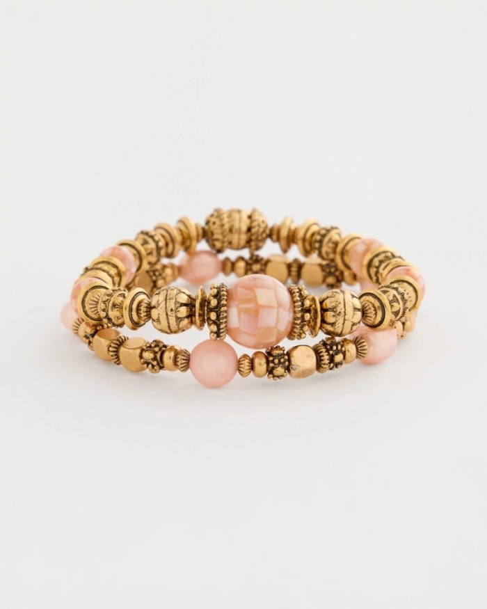 Chicos Stretch Bracelet Set of Two - CORAL