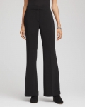 Chicos Crepe Flared Trouser Pants - BLACK