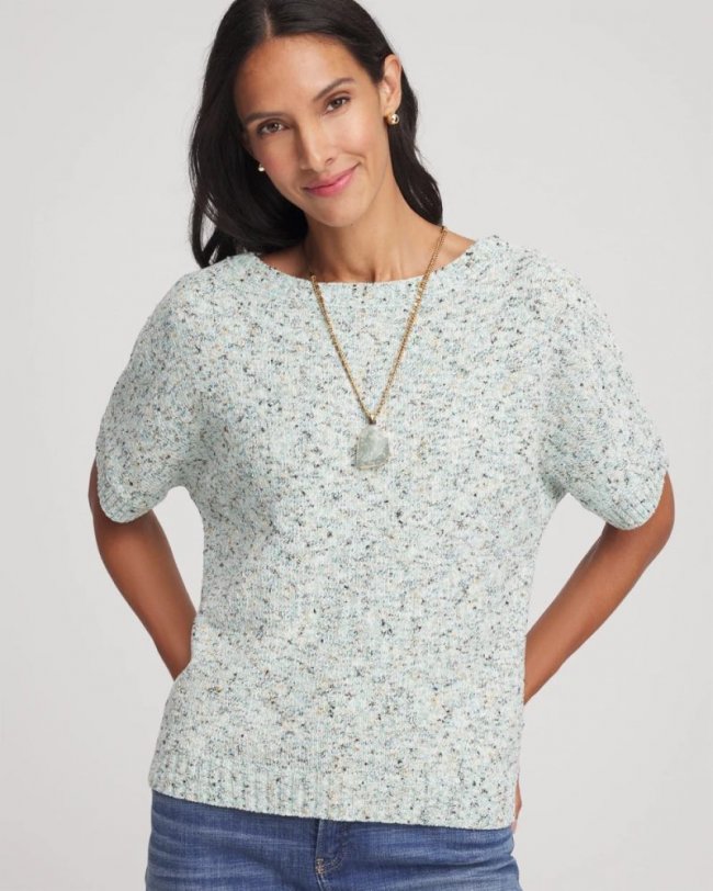 Chicos Textured Dolman Pullover Sweater - BLUE MENTHE Chicos Textured Dolman Pullover Sweater - BLUE MENTHE