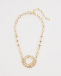 Chicos Sparkling Goldtone Circle Pendant Necklace - GOLD