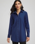 Chicos No Iron Slimming Striped Tunic - COBALT STONE Chicos No Iron Slimming Striped Tunic - COBALT STONE