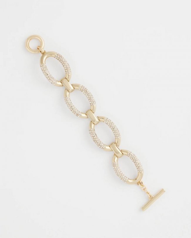 Chicos Large Pave Link Toggle Bracelet - GOLD