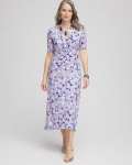 Chicos Ruched Jersey Midi Dress - SEAFARING BLUE Chicos Ruched Jersey Midi Dress - SEAFARING BLUE