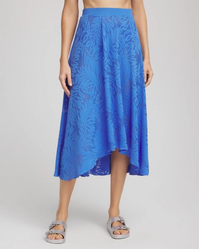 Chicos Gottex Skyfall Lace Long Skirt - LIGHT BLUE