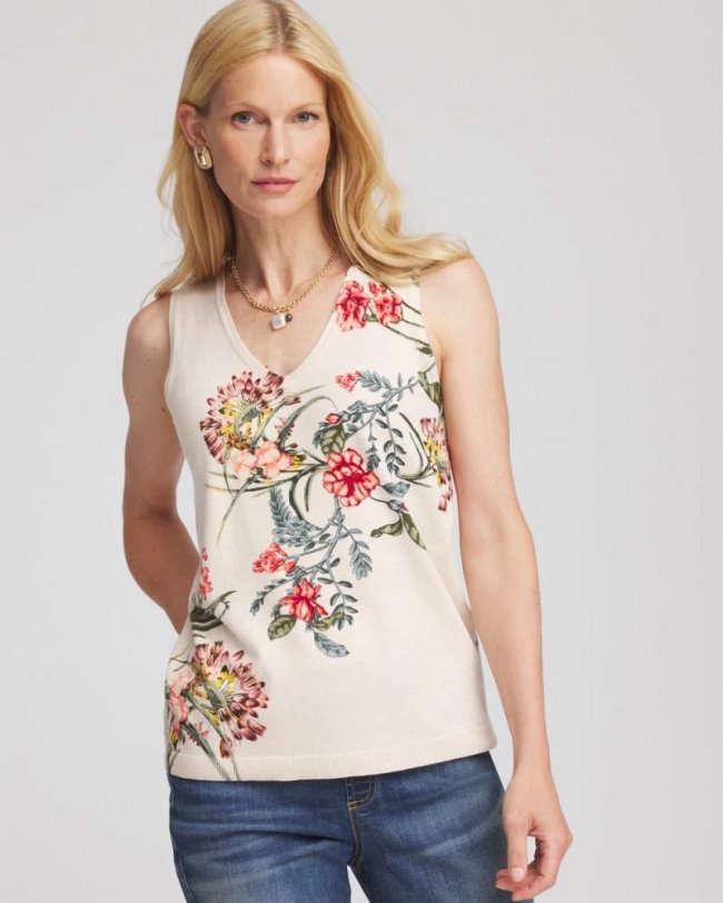 Chicos Ella Printed Sweater Tank - MULTI
