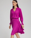 Chicos Drop Waist Pleated Tier Dress - AFRICAN VIOLET
