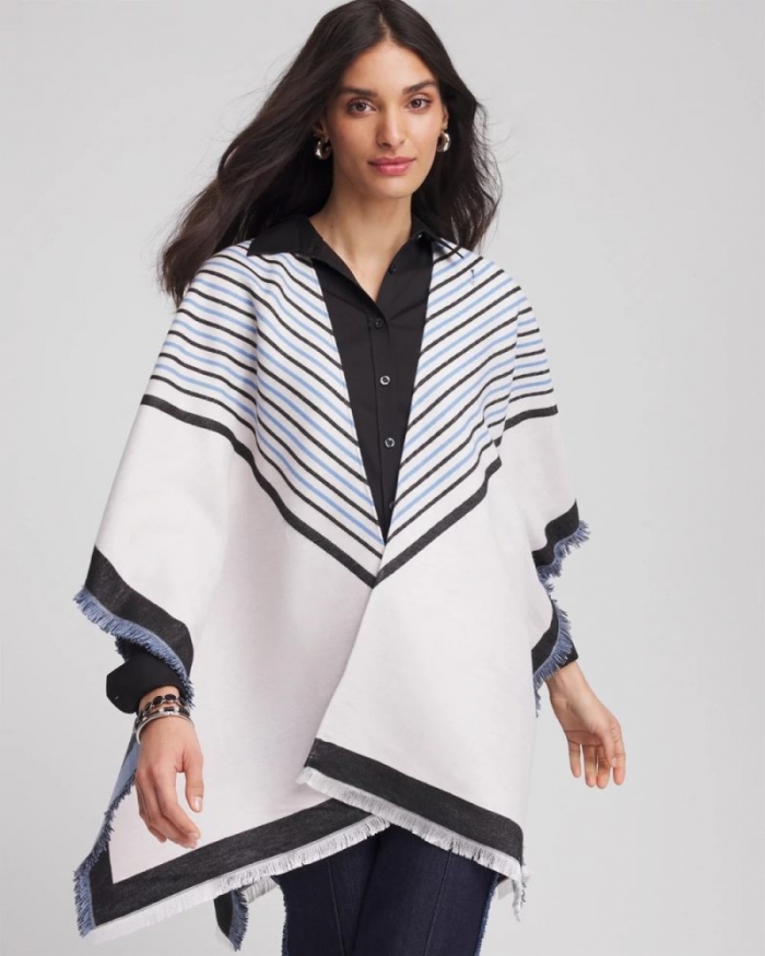 Chicos Woven Reversible Ruana - PASSPORT BLUE