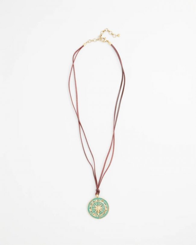Chicos Sundial Medallion Pendant - TURQUOISE