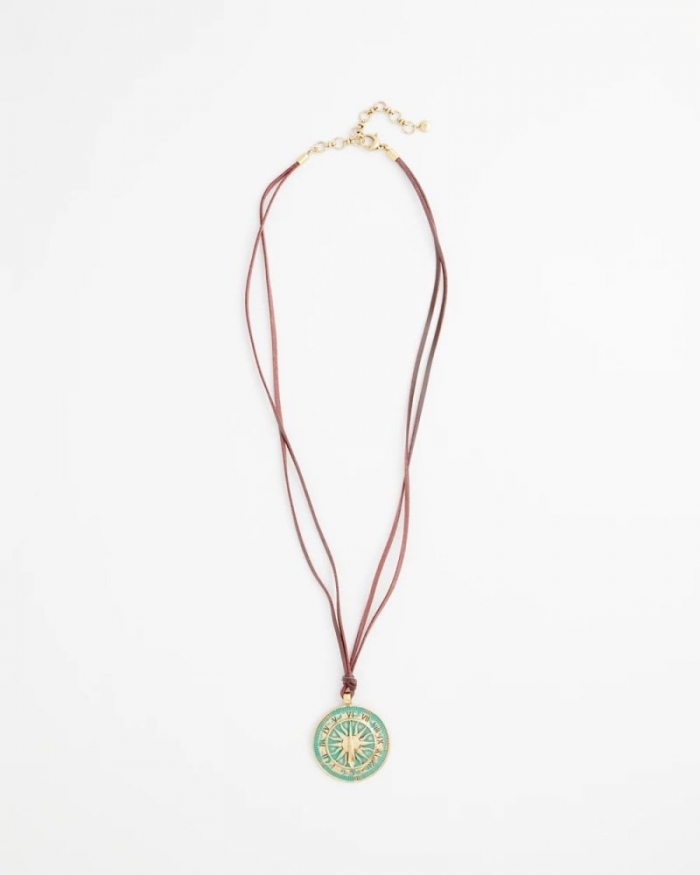 Chicos Sundial Medallion Pendant - TURQUOISE